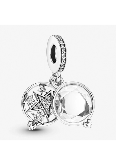 Nur Silver Büyütülmüş Yıldız Çift Sallantılı Gümüş Charm - NUR-CM00341