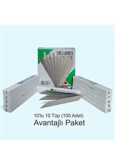 Zorro 1403 6 Kırımlı 9mm 30 Açılı Paslanmaz Dar Maket Bıçağı