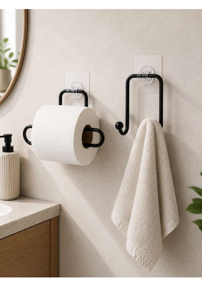 Modern Askılık Ve Tuvalet Kağıt Tutucu 2'li Set Diğer
