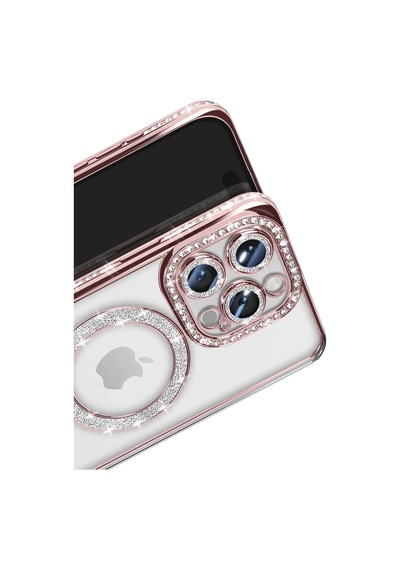 Apple İphone 16 Pro Max Kılıf Joke Simli Magneticsafe Kılıf - Pembe 0.2M-Çok Renkli