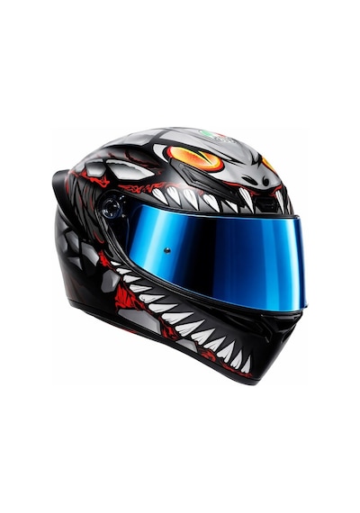 Agv K1 S E2206 Lyzard Matt Black Grey Red Configuration Kask Vizör Mavi