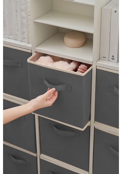 5'li Dolap Içi Düzenleyici , Çamaşır Oyuncak Saklama Kutusu Sepet Organizer 33x30x30 Gri