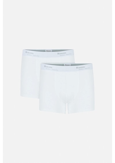 Kom Tight Pamuklu 2'Li Erkek Boxer - Beyaz