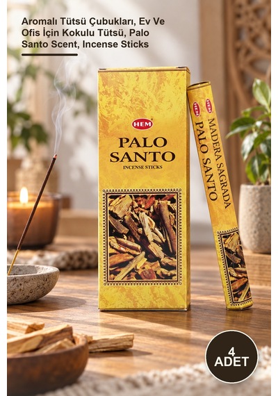 4 Adet Hem Palo Santo Aromalı Çubuk Tütsü Aromalı Tütsü Çubukları, Ev Ve Ofis İçin Kokulu Tütsü, Palo Santo Scent, Incense Sticks