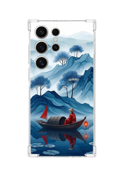 Printify Samsung Galaxy S25ultra İle Uyumlu Simya Serisi Sonsuz Akış Tasarımlı Uv Baskılı Köşe Korumalı Antişok Kılıf Şeffaf