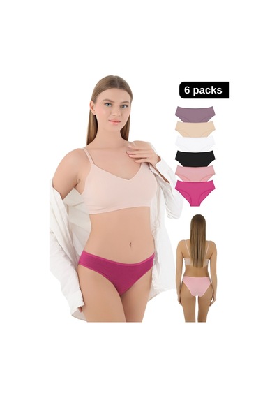 Cnt Kadın / Kız Külot Likralı Penye 6'lı Premium Paket Karışık Karışık