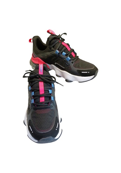 Jump 30906 Kadın Aırtube Taban Sneaker Ayakkabı Siyah / Fuşe Siyah - Fuşya