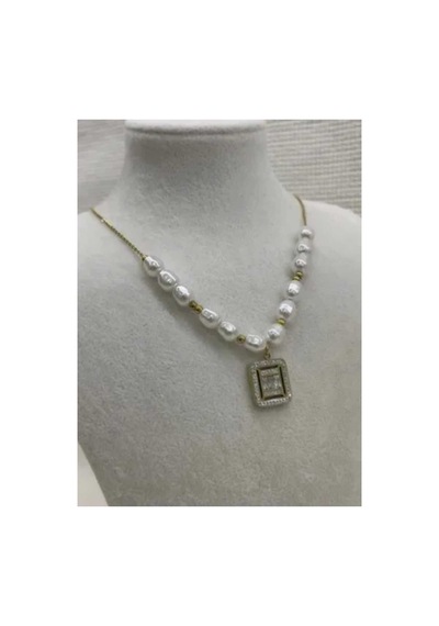 Kare Model Çelik Kolye Gri - 685501918 Gri