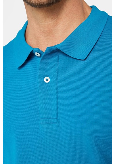 Tudors Erkek Slim Fit Dar Kesim %100 Pamuk Düz Pike Mavi Polo Yaka Tişört-30574 Mavi