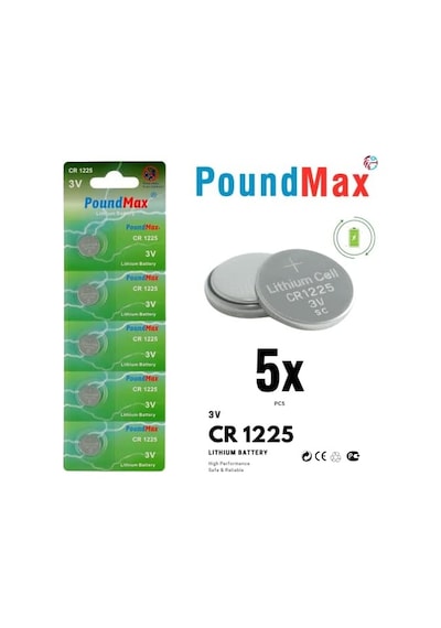 Poundmax 1225 Cr1225 Dl1225 3 V Lityum Düğmeli Piller 5'li Paket
