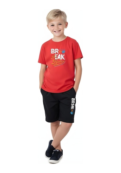 Fyk Kids Erkek Çocuk Yazlık Break Baskılı Alt-üst Takım Kırmızı