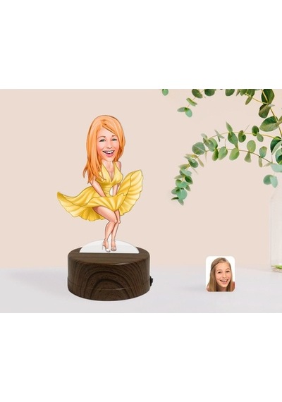 Kişiye Özel Marilyn Monroe Karikatürlü Dekoratif 3D Biblo Led Işı