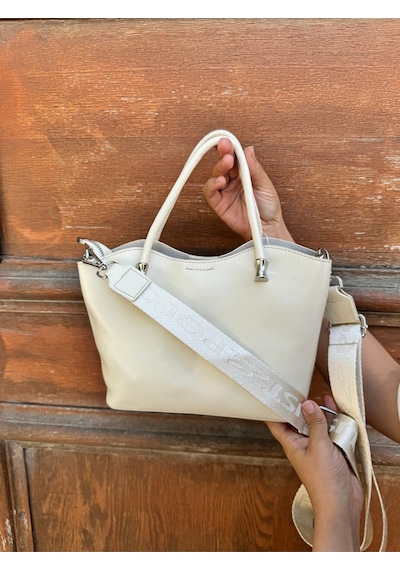 Just Polo Kadın Yeni Sezon Ayarlanabilir Askılı Çok Bölmeli Şık Tasarım El Ve Omuz Çantası Krem 66804829