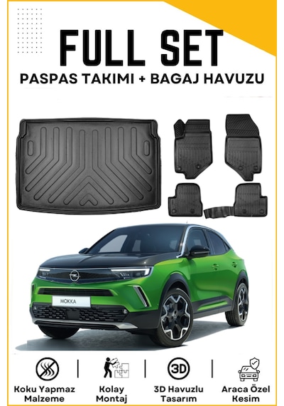 Opel Mokka Elektrikli 2022 Model Alt Birebir Uyumlu Bagaj Havuzu+paspas Seti