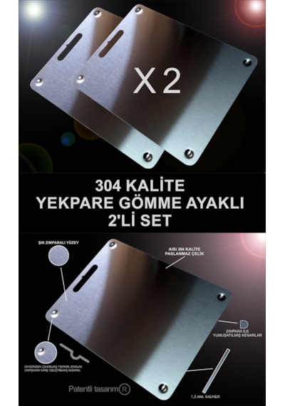 2 Adet Büyük Boy-paslanmaz Çelik Kesme Tahtası- Aayaklı-304 Metal