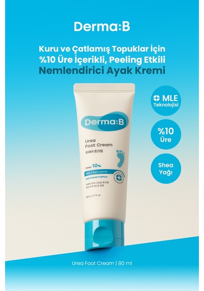 Kuru Ve Çatlamış Topuklar İçin, Peeling Etkili Nemlendirici Ayak Kremi Derma:b Urea Foot Cream