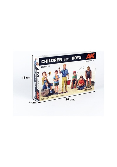 Ak 35016 1/35 Ölçek, 6 Adet Çocuk Figürleri, Plastik Figür Kiti-56251