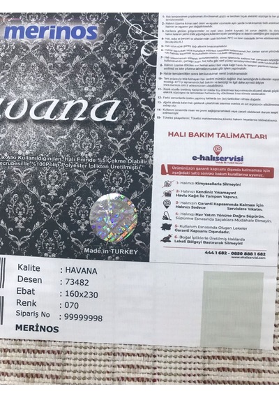 Merinos Halı Havana 73482 070 Serisi Salon Oturma Yatak Odası Halısı Kahve