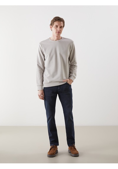 Lcwaıkıkı Basic Gri Bisiklet Yaka Uzun Kollu Erkek Sweatshirt