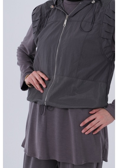 Feminist Gri İçi Tunikli Yelek Pantolon 3'lü Takım 4701618