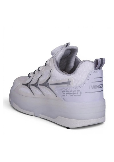 Zacoz Led Işıklı Patenli Spor Ayakkabı 36-40 Numara Tekerlekli Unisex Sneaker beyaz