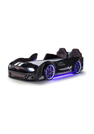 Bazalı Arabalı Yatak Siyah Kapıları Açılan Mustang Full Ledli Kumandalı Ve Müzikli + Ortopedik Yatak 90x190 Cm Bazalı Arabalı Yatak Siyah Kapıları Açılan Mustang Full Ledli Kumandalı Ve Müzikli + Ortopedik Yatak 90x190 Cm