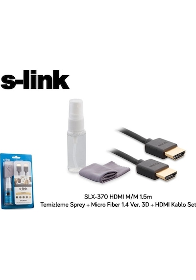 S-Link Slx-370 1,5mt HDMI Kablo +Temizleme Sprey + Micro Fiber 1.