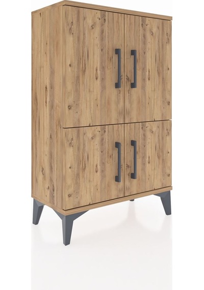 Arges Komodin 2 Raflı 4 Kapaklı 60x30x96 Çam-çam Çam