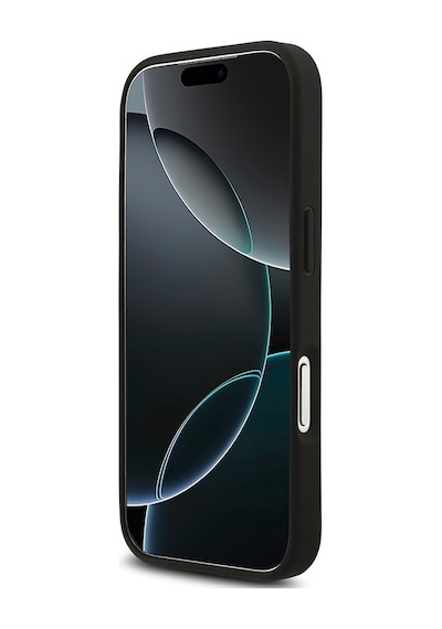 Apple iPhone Uyumlu 18 Pro Kılıf Guess Lisanslı M-safeli Pu Deri Taşlı Üçgen Logo 4g Desenli Strass Kapak Siyah