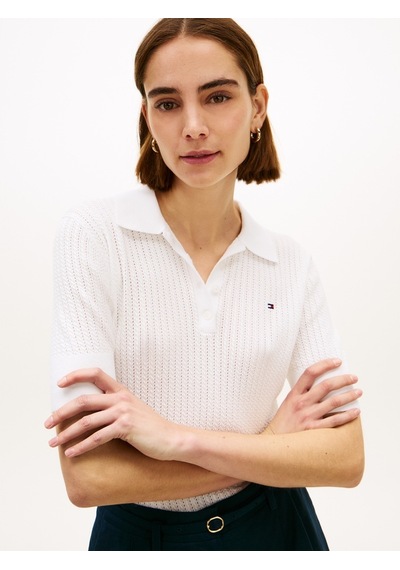 Tommy Hilfiger Poıntelle S/s Polo Sweater Kadın Beyaz Polo - Ww0ww49362