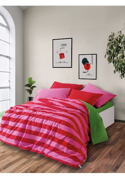 Cozy Home Popping Colors Çift Kişilik Lastikli Çarşaflı Nevresim Takımı Cherie Yeşil