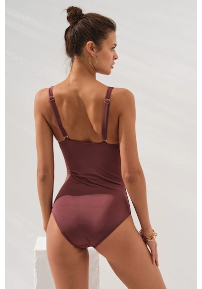 Pierre Cardin Riva Balenli Büyük Beden Mayo Toffee 231129 Toffee