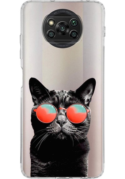 Xiaomi Poco X3 Pro İle Uyumlu 1mm Slim Fit Kedi 3 050d Baskılı Şeffaf Kılıf Şeffaf