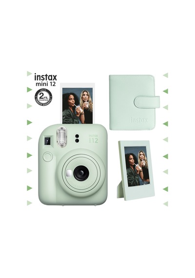 Fujifilm Instax Mini 12 Fotoğraf Makinesi + Çerçeve + 64'lü Kare Albüm Seti Yeşil