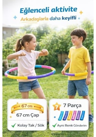 Renkli 7 Parça Geçmeli Hulahop 65 Cm, Tek Ebat, Hh4885lyt, Karışık