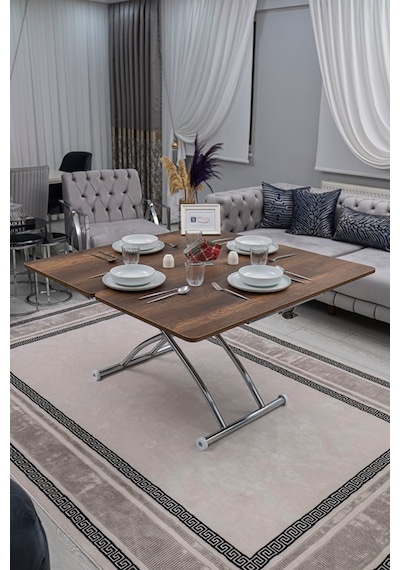 Juppo Üst Tabla Mdf Barok Ceviz Oval Köşe Alt Krom Dışa Kıvrım