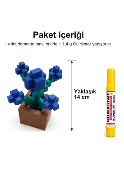 Piksel Orkide Biblo - 3d Baskı, Minecraft Esintili Mavi