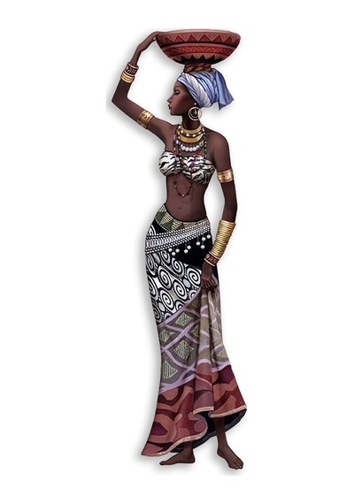 Sepetli Afrikalı Kadın - Metal Tablo - Dec0119 28 X 90 Cm Çok Renkli