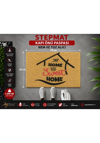 Stepmat Nem Ve Toz Alıcı Velür Coco Kapı Önü Paspası Sweethome Kahverengi