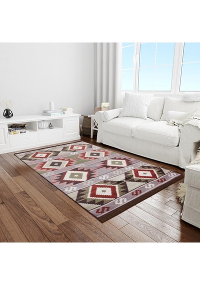 Bigghome Çift Taraflı Kilim, Makinede Yıkanabilir, Modern Desenli, 120 180 Cm, Sa1583b