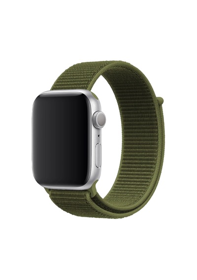 Caseonn Apple Watch Uyumlu Series 9 45mm Kordon Hasır Kumaş Nylon Kayış Koyu Yeşil