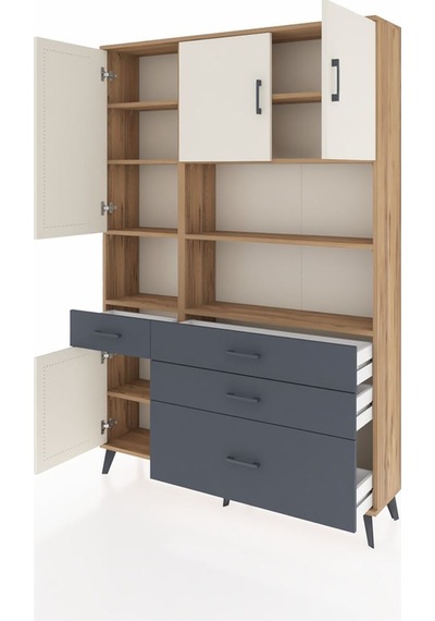 Arges Dolap 9 Raflı 4 Çekmeceli 4 Kapaklı 132x30x195 Çam-aytaşı/antrasit Aytası/antrasıt Arges Dolap 9 Raflı 4 Çekmeceli 4 Kapaklı 132x30x195 Çam-aytaşı/antrasit Aytası/antrasıt