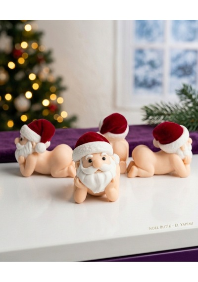 Yılbaşının En Komik Hali: 4'lü Poz Veren Bebek Noel Baba Figür Seti - 3d Tasarım Dekoratif Süs