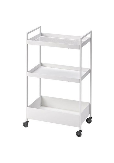 3 Katlı Servis Arabası Beyaz Renk 505X30X83 Cm Düzenleyici Raf Ünitesi Çelik