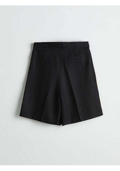 Lcw Vision Siyah Loose Fit %100 Keten Kadın Şort