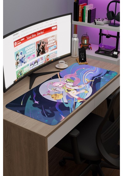 Aino Genshin Impact Anime Oyuncu V2 - 90x40 Xxl Gaming Mouse Pad Fare Altlığı