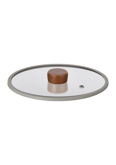 24cm Düz Silikon Çerçeveli Cam Kapak Gri 0