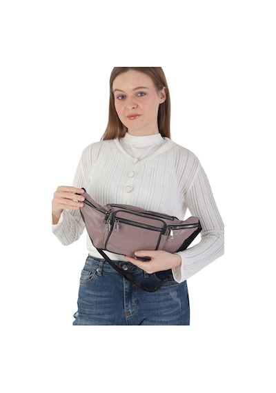 Nahitatyana Unisex Çok Cepli Hakiki Deri Freebag Bel Çantası Ve Omuz Çantası Pudra - 121763658 Pudra