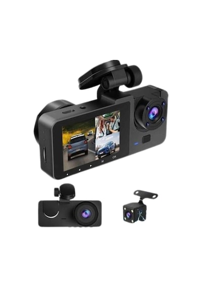 Yol Kayıt Araç Kamerası Hd Dvr 3 Kameralı 2.0in Ekranlı Ön İç Ark