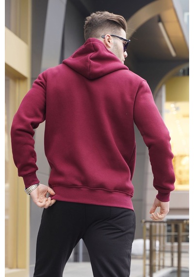 Madmext Bordo Kapüşonlu Regular Fit Erkek Sweatshirt 6033 Bordo